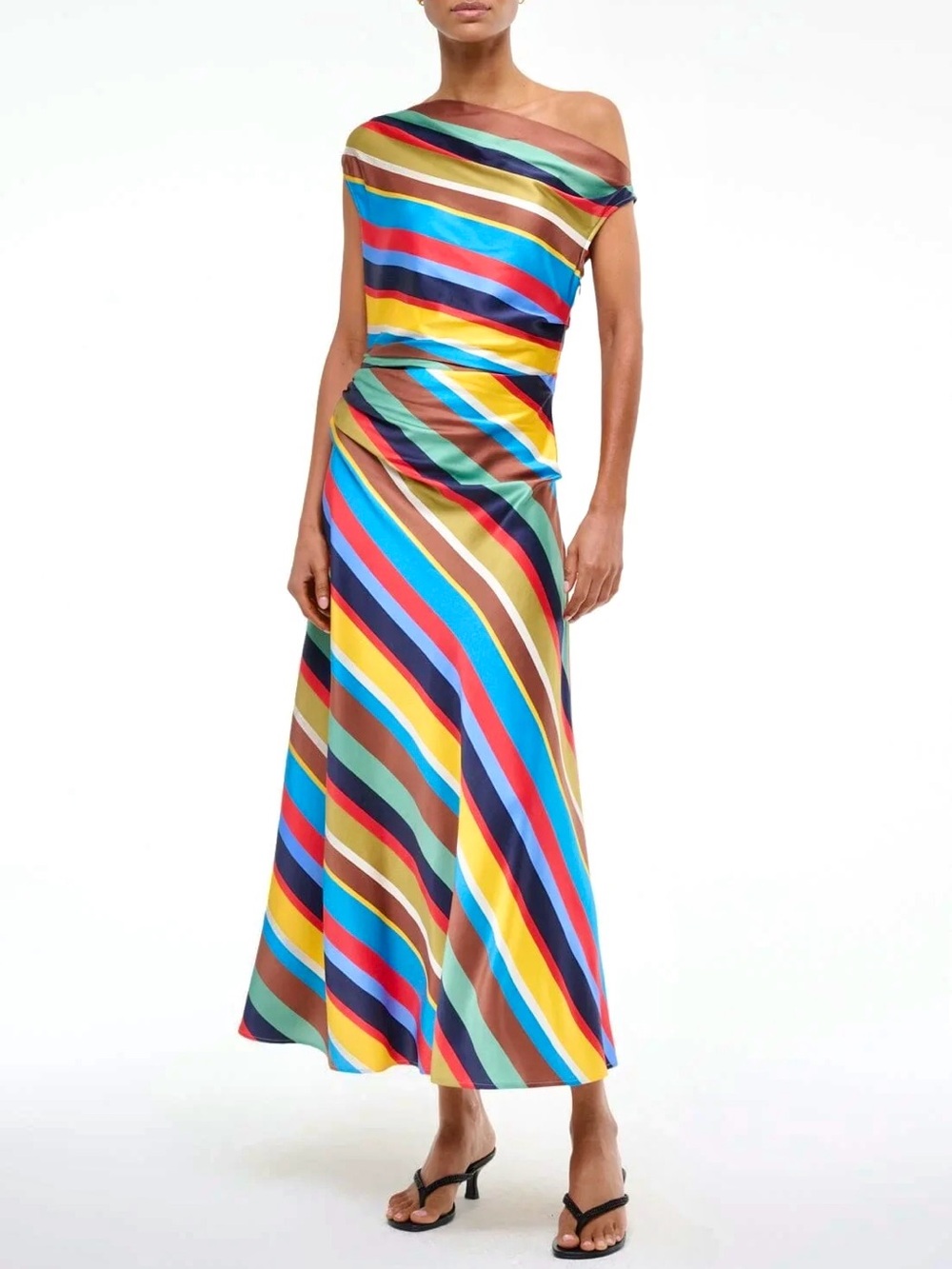 NWT Staud Phare Silk Maxi Dress Market Stripe 🌟Very Rare🌟 - Picture 8 of 16